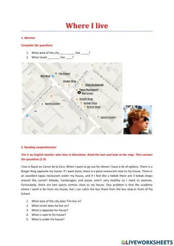 Where i live - prepositions of place