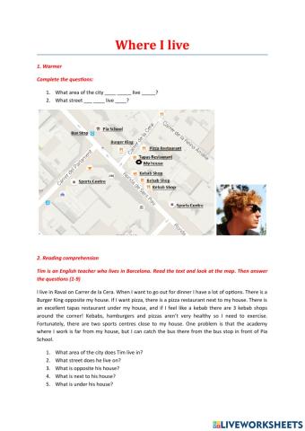 Where i live - prepositions of place