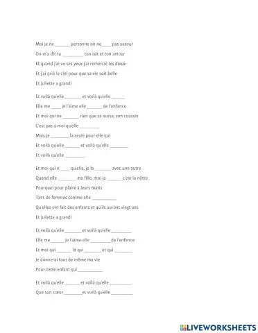 Chanson Et voilá qu'elle aime