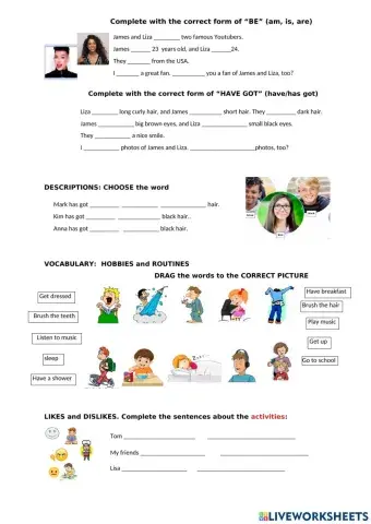 Be, have got and routines