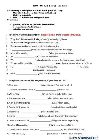 RO4 Module 1 Test - practice