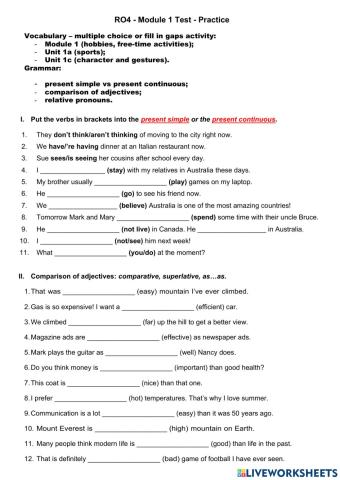 RO4 Module 1 Test - practice