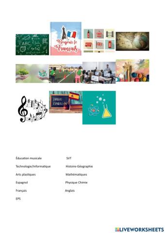 Les matières scolaires