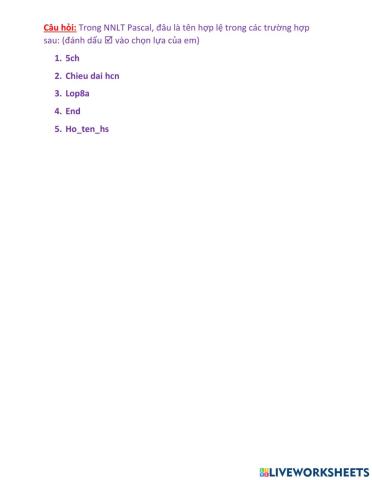 Tên trong chương trình