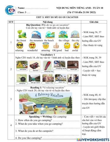 Nội dung học tập tuần 10