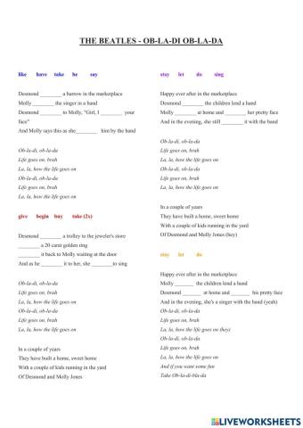 The Beatles - Ob-La-Di Ob-La-Da - present simple, 3rd person
