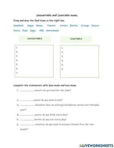 Use of how much and how many