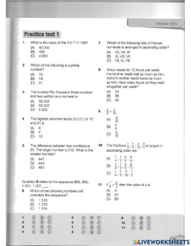 Mathematics Worksheet 1