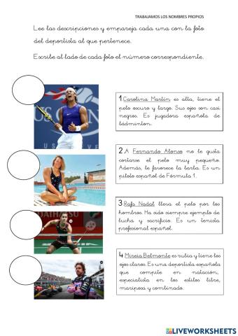 Descripción deportistas españoles