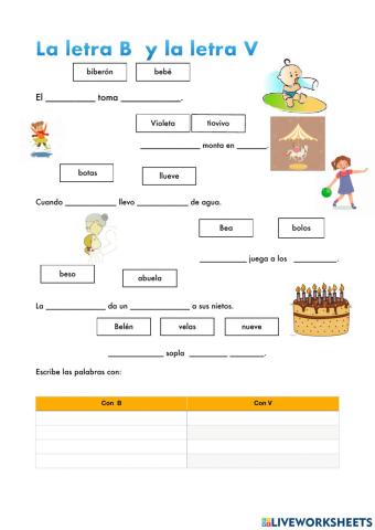 Letra b y v