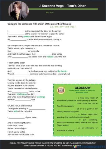 Present Continuous with Tom's Diner