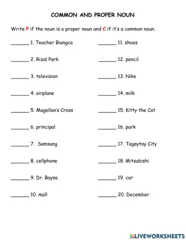 Common and Proper Nouns