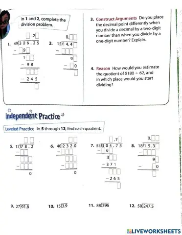 Division of decimals