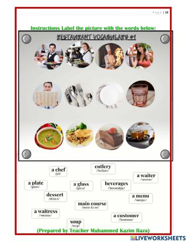 Restaurant Vocabulary