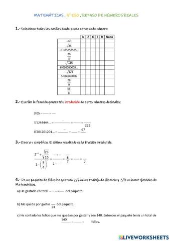 Racionales e irracionales