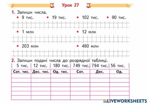Лічба тисячами. Дії з тисячами