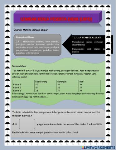 Perkalian Skalar Matriks