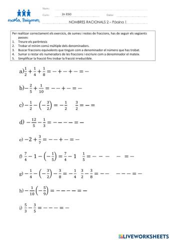 Nombres racionals 2 - sumes i restes