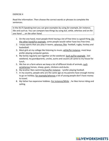 IE, Unit 6, Speaking, Exercise 4