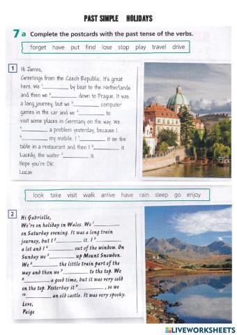Past simple holidays letter-comprehension