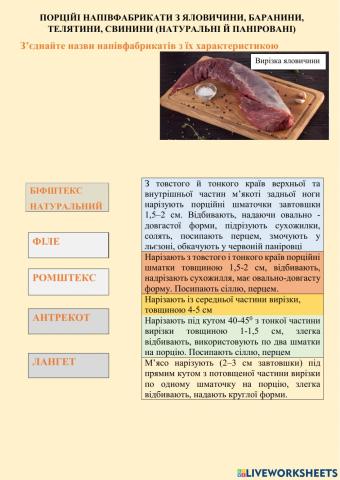 Порційні напівфабрикати з яловичини