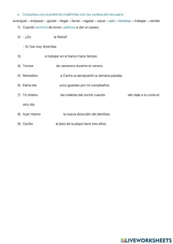 Completa con los verbos de la lista