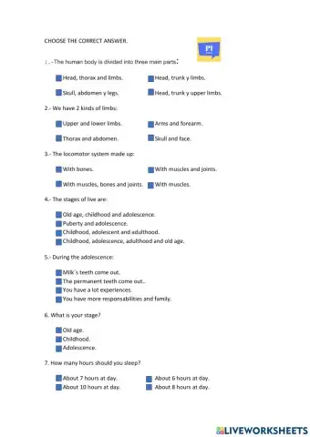 The body, stages of life, healthy habits.