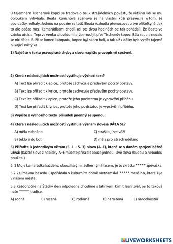 Práce s textem - Tischerův mlýn