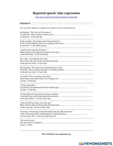 Reported Speech-Time Expression