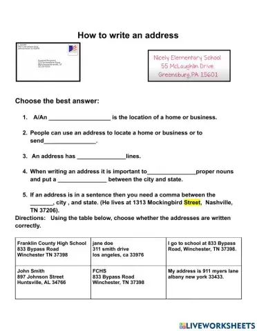 How to write an address