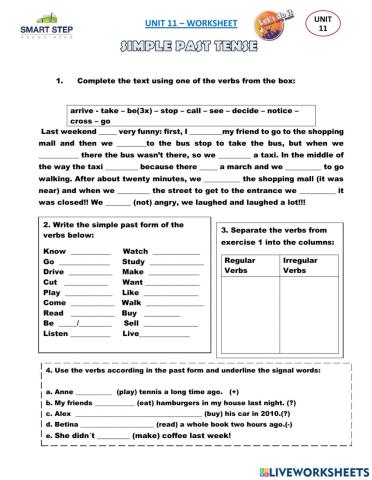 UNIT 11 - (Version 2) Simple past tense