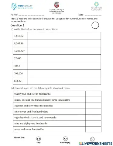Read & Write decimal numbers