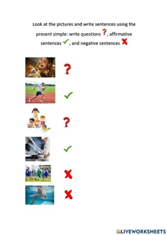 Present simple Write sentences