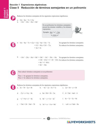 Reduccion de terminos semejantes