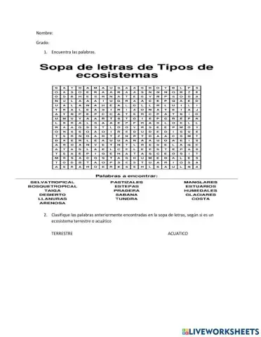ecosistema terrestre y acuaticos 