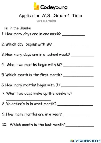 Days and Months-Concept CW