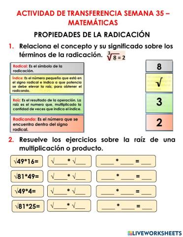 Propiedades de la radicacion