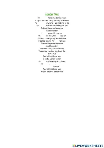 Lemon tree lyrics