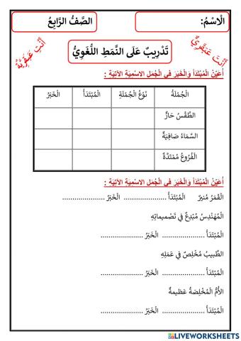 تدريب على الجملة الاسمية