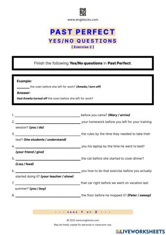 Past Perfect-Question