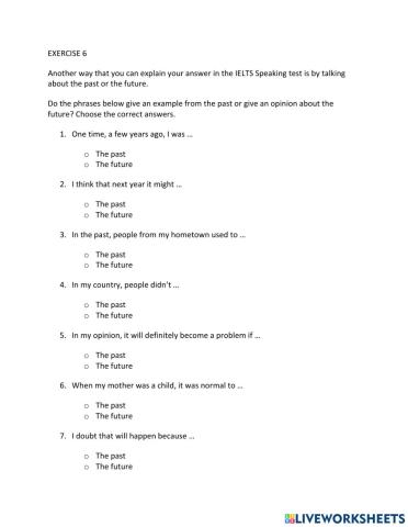 IE1, Unit 6, Speaking, Exercise 6