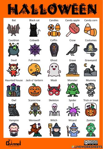 HALLOWEEN VOCABULARY (30 words)