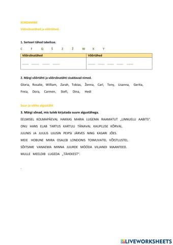 Võõrsõnatähed ja võõrtähed. Suur algustäht