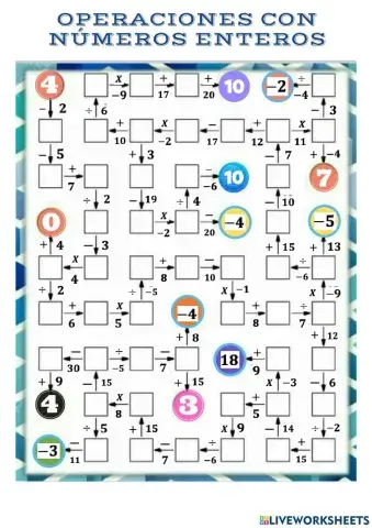 Operaciones con números enteros