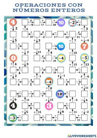 Operaciones con números enteros