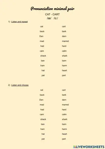 minimal pair cat cart