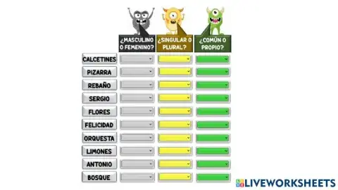 Clasificando sustantivos