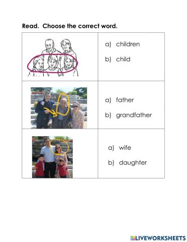 Matching:  family words