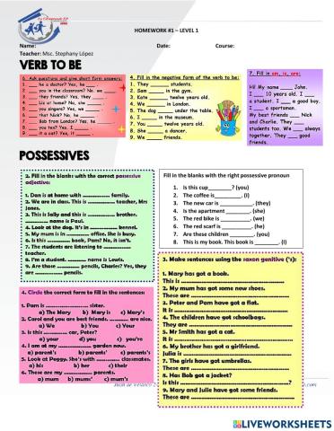 Verb to be- possessives