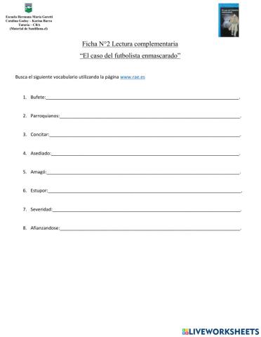 Ficha vocabulario El caso del futbolista enmascarado